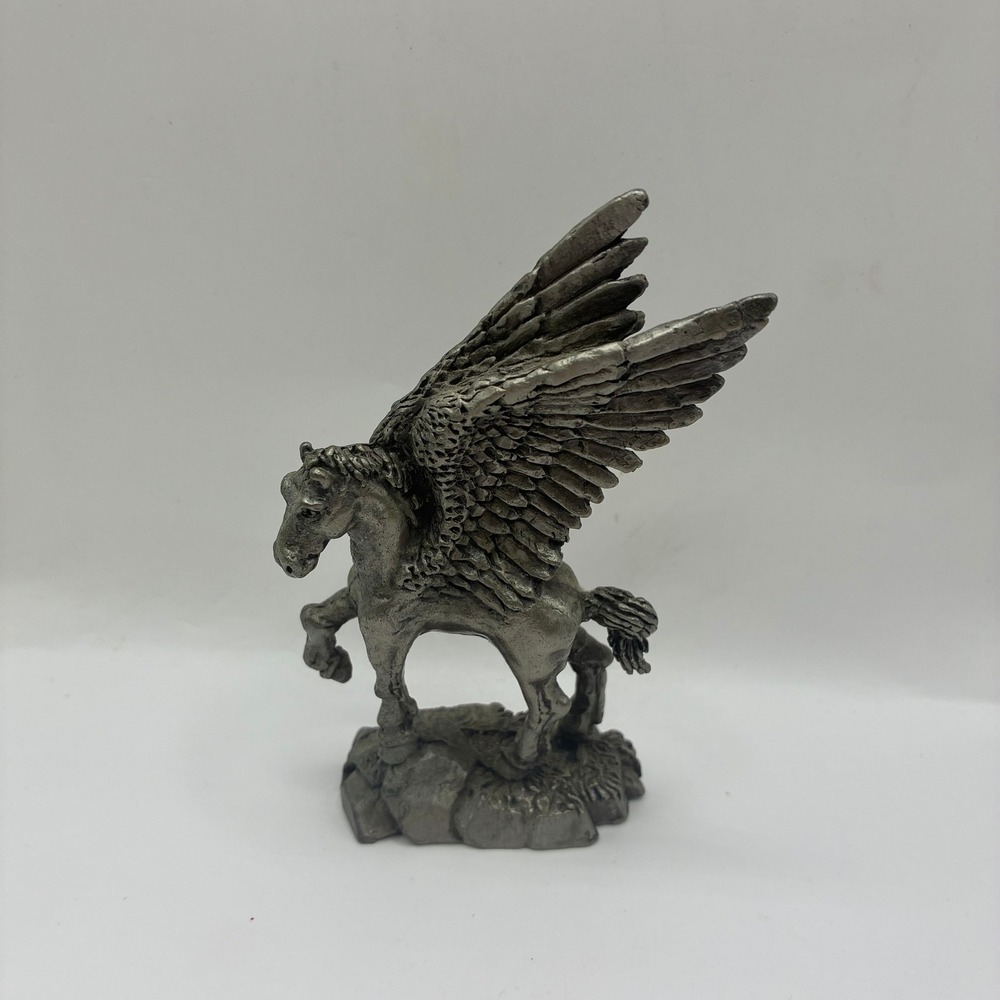Vintage Pegasus Winged Horse Pewter Metal Figurine Mythical Fantasy Statue 4 In